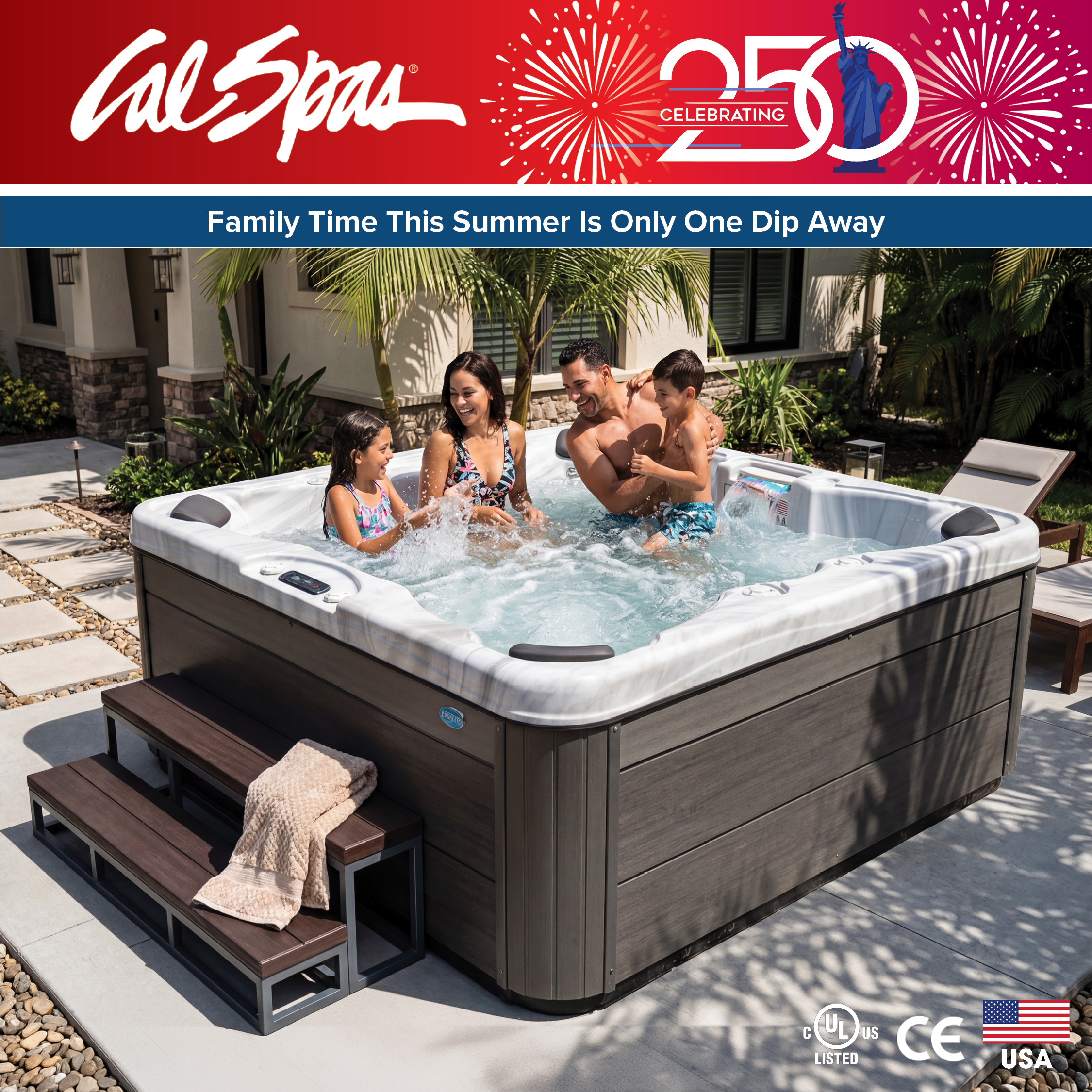 Calspas hot tub being used in a family setting - Clifton